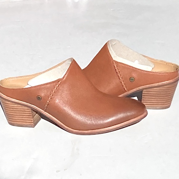 NIB UGGS Women’s Lovisa Block Heel Brown Leather Mule size 7.5 - Picture 8 of 9